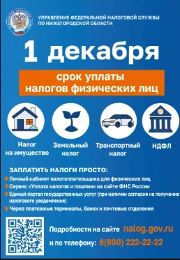1 декабря 2025 года - срок уплаты имущественных налогов физическими лицами за 2024 год. На что стоит обратить внимание и как исполнить свою обязанность по уплате налогов в срок.